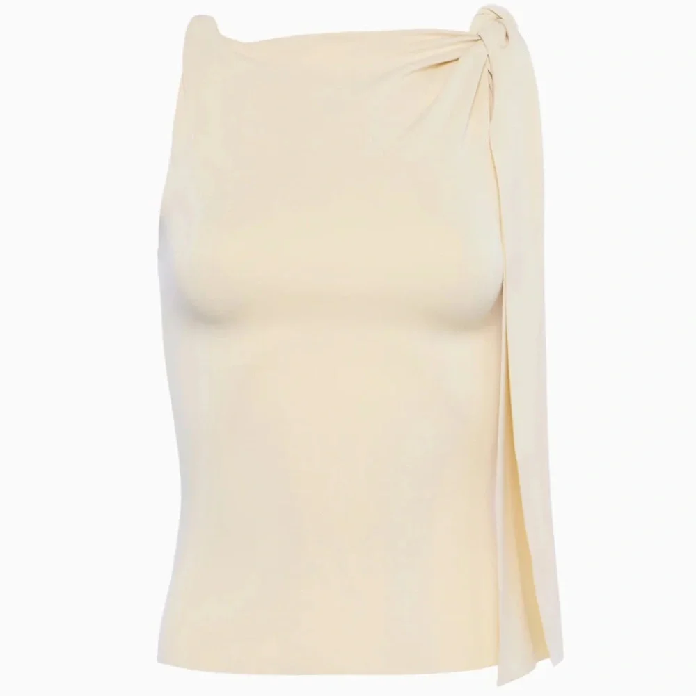 Khy Sueded Stretch Knotted Top Cream Size L Worn Once - Picture 2 of 5